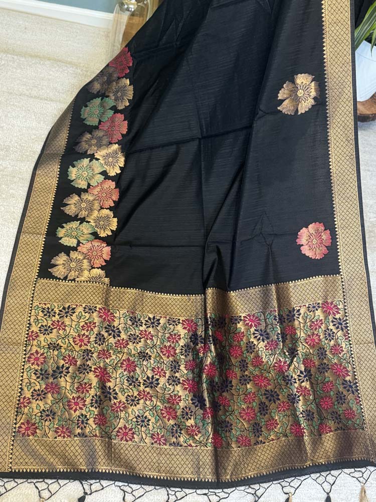 Black Gold Tussar Silk Saree