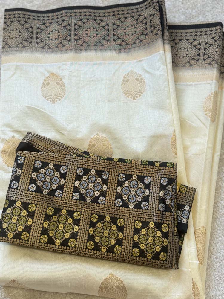 Off-white & Black Odisha Bomkai Saree