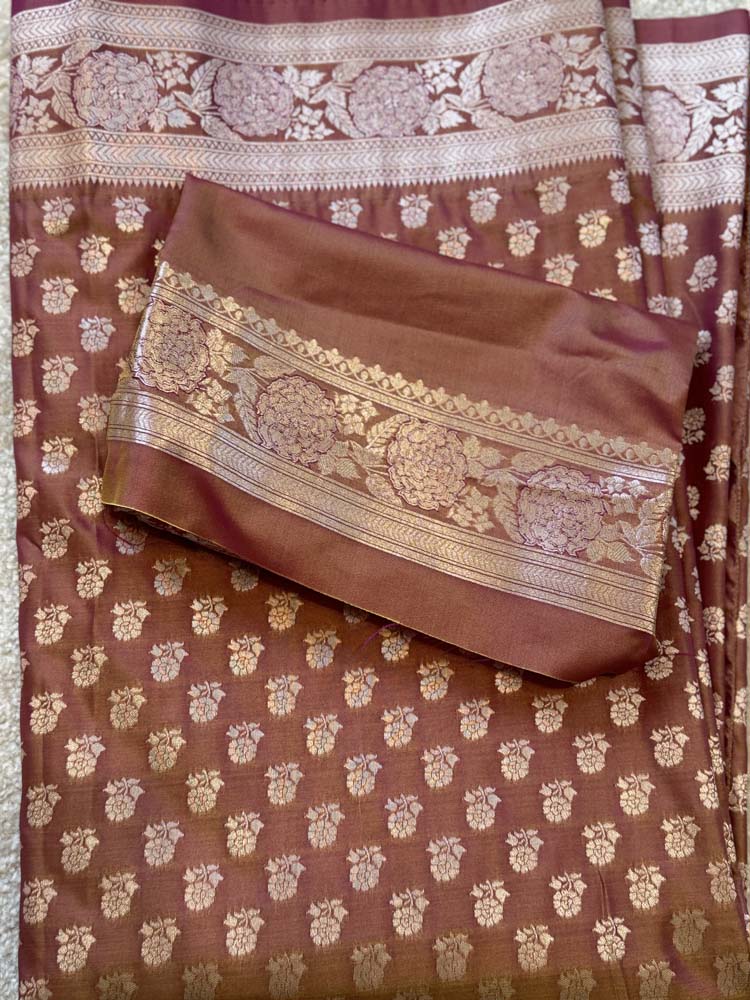 Peach Bhagalpuri Dual Tone Silk Saree