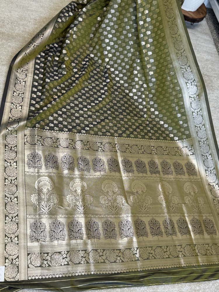 Green Bhagalpuri Dual Tone Silk Saree