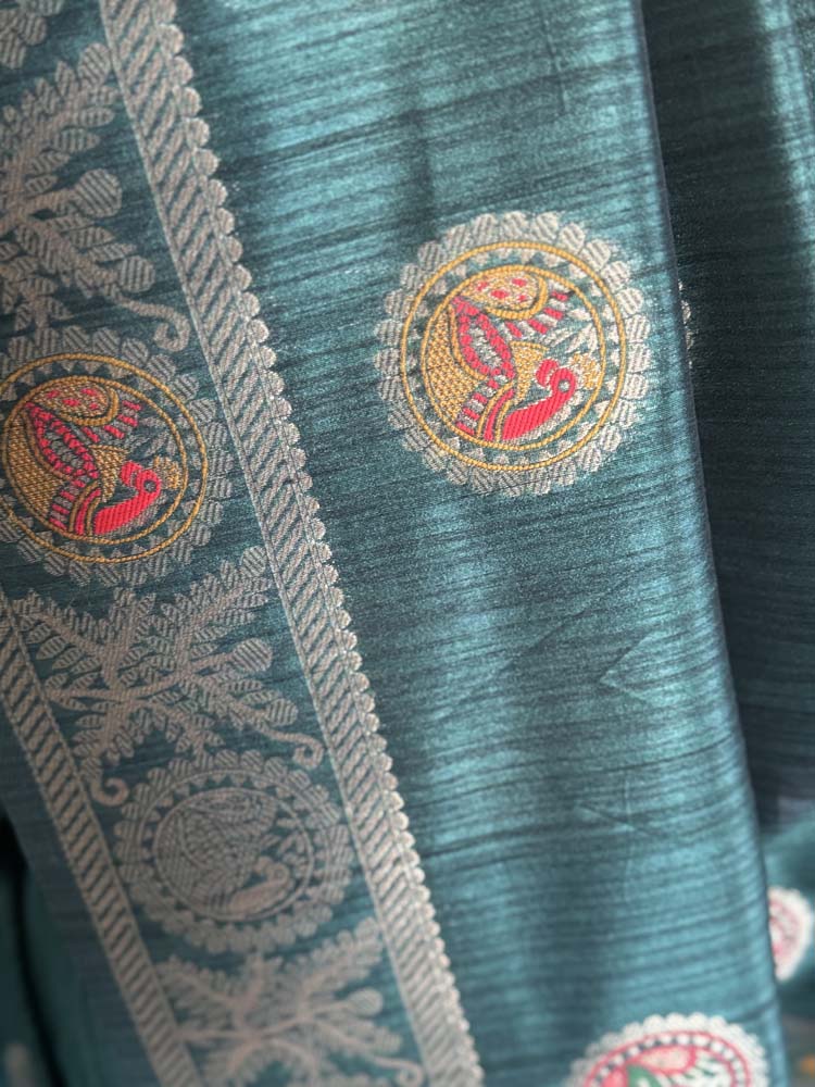 Dark Green Madhubani Silk