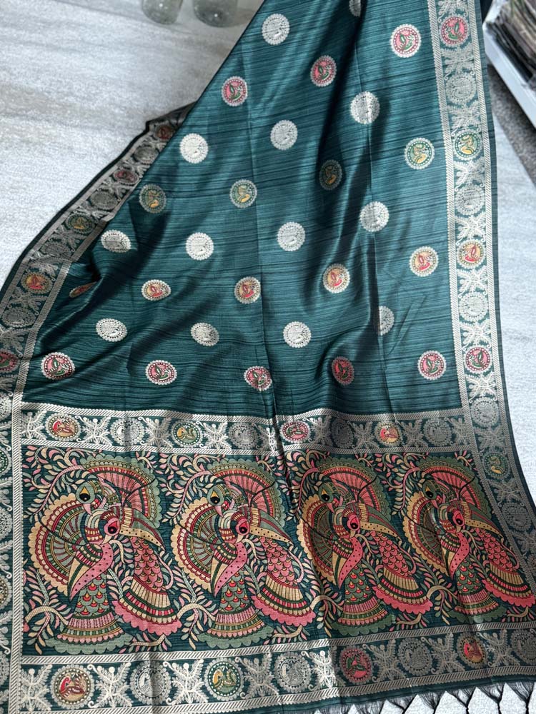 Dark Green Madhubani Silk