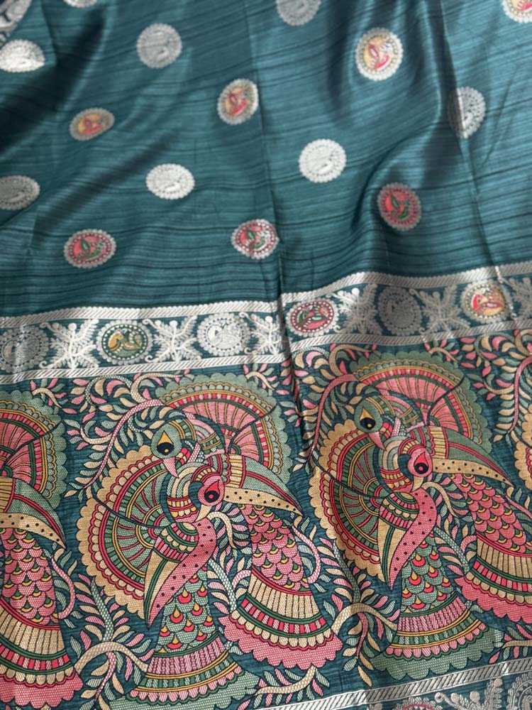 Dark Green Madhubani Silk