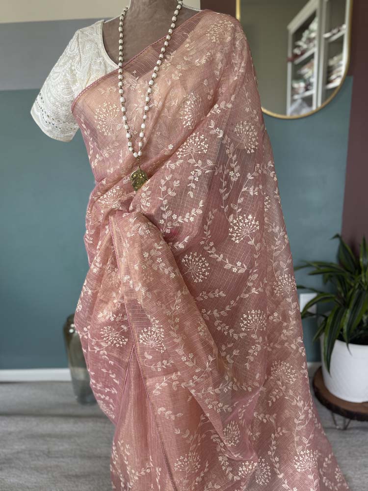 Pink Pure Tissue Kota Saree