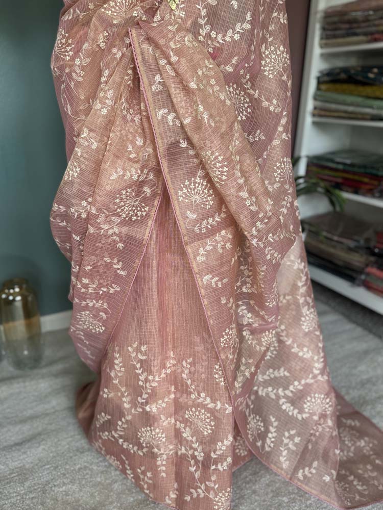 Pink Pure Tissue Kota Saree