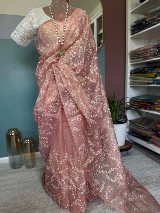 Pink Pure Tissue Kota Saree