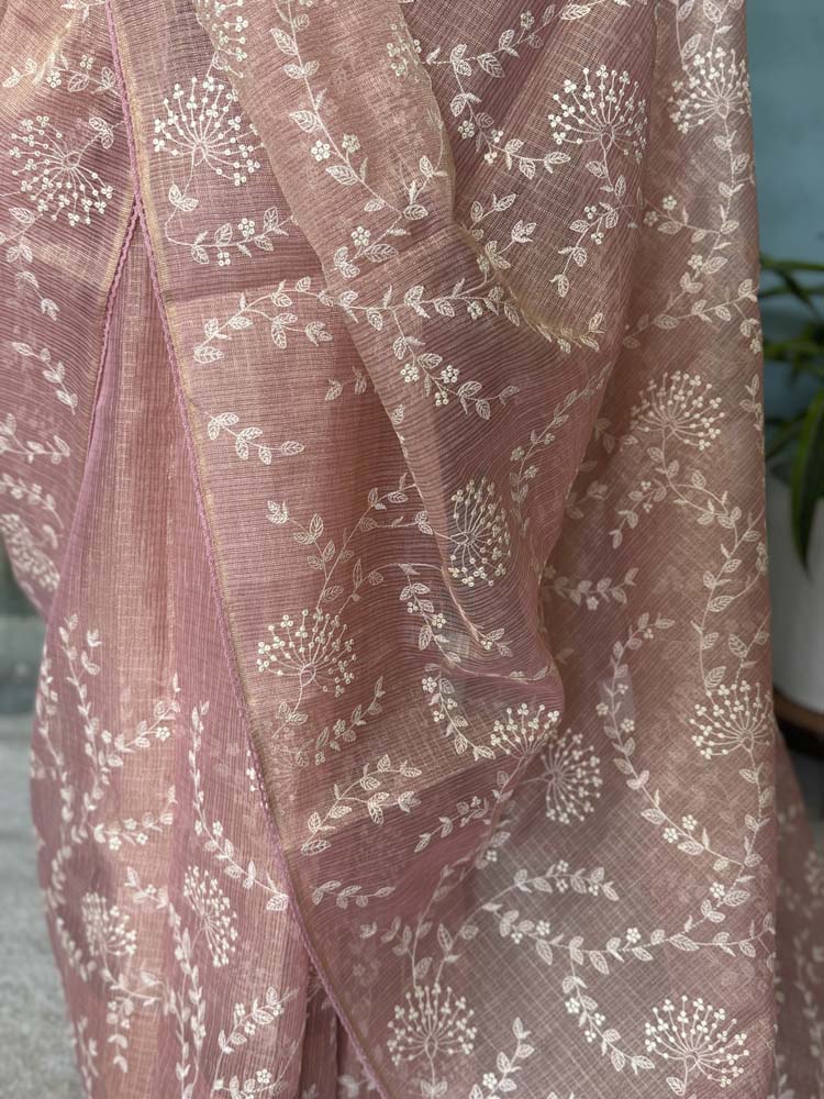 Pink Pure Tissue Kota Saree