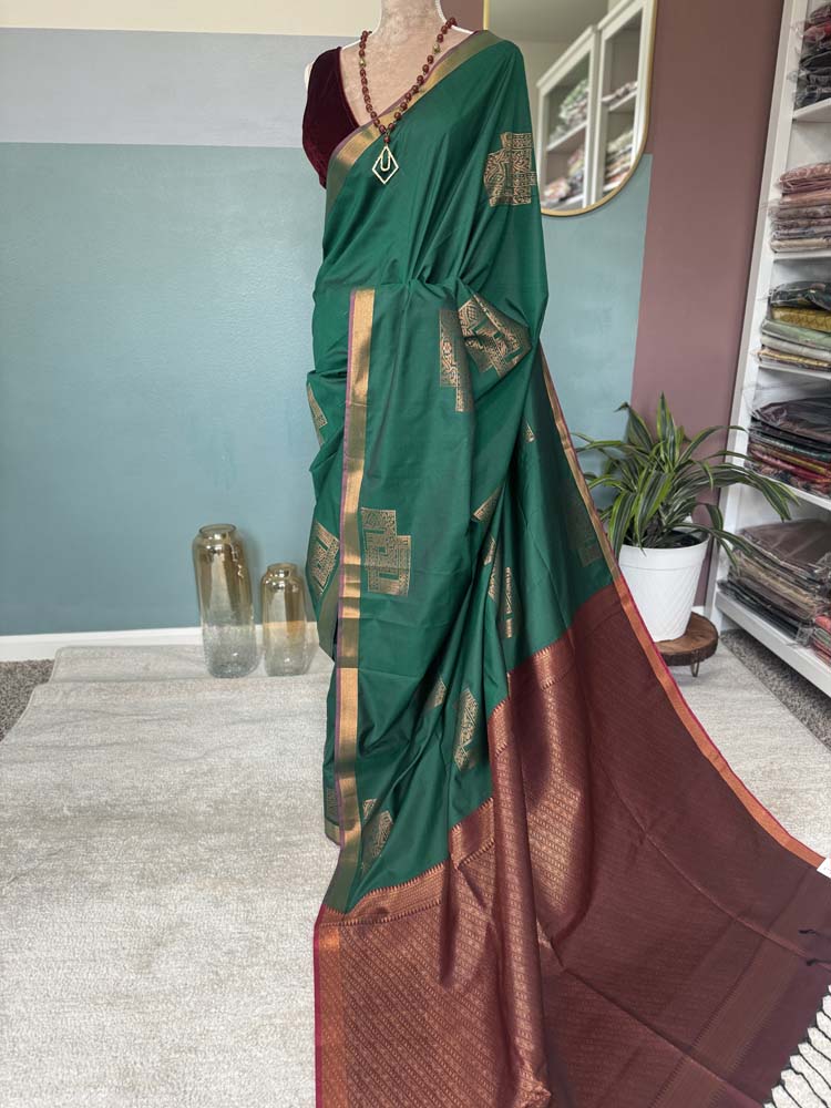 Green Banarasi Soft Silk Saree