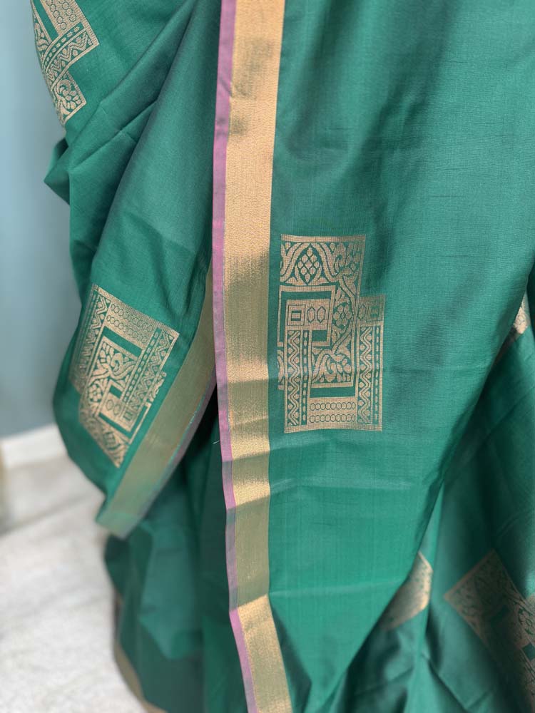 Green Banarasi Soft Silk Saree