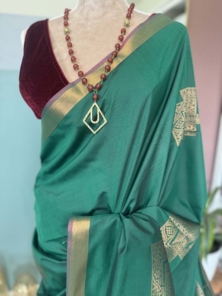 Green Banarasi Soft Silk Saree