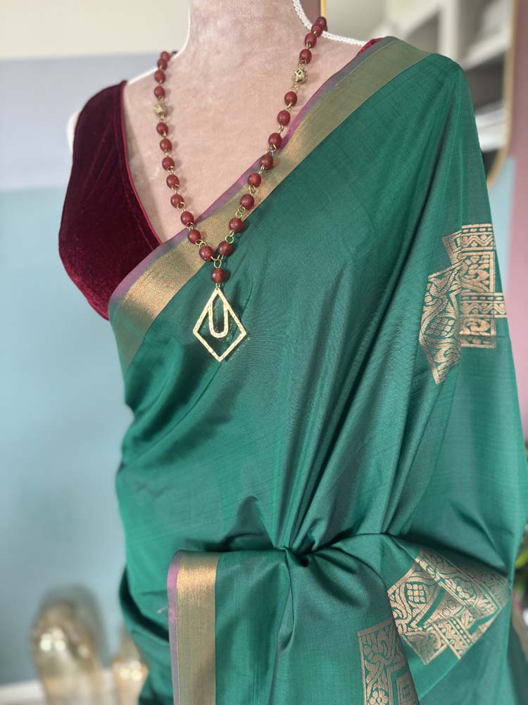 Green Banarasi Soft Silk Saree