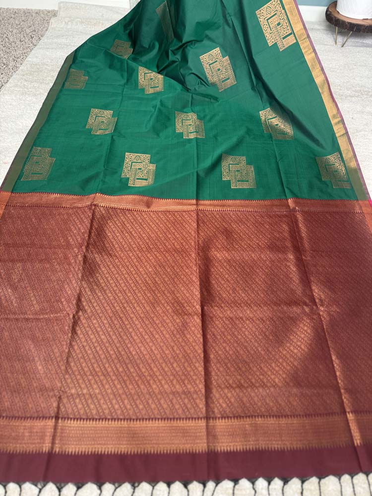 Green Banarasi Soft Silk Saree