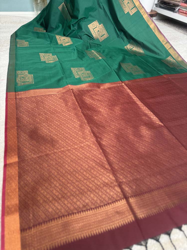 Green Banarasi Soft Silk Saree