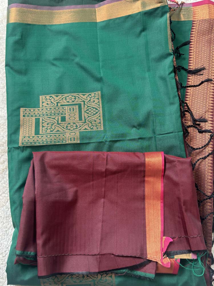 Green Banarasi Soft Silk Saree