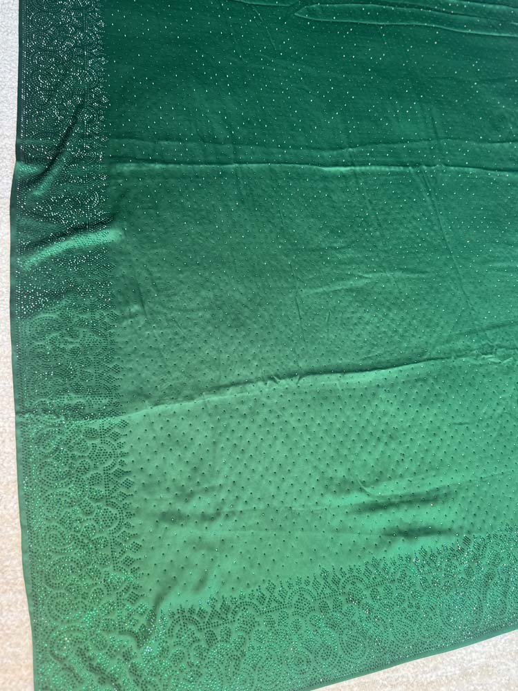 Green Chiffon Saree with Swaroski Crystals