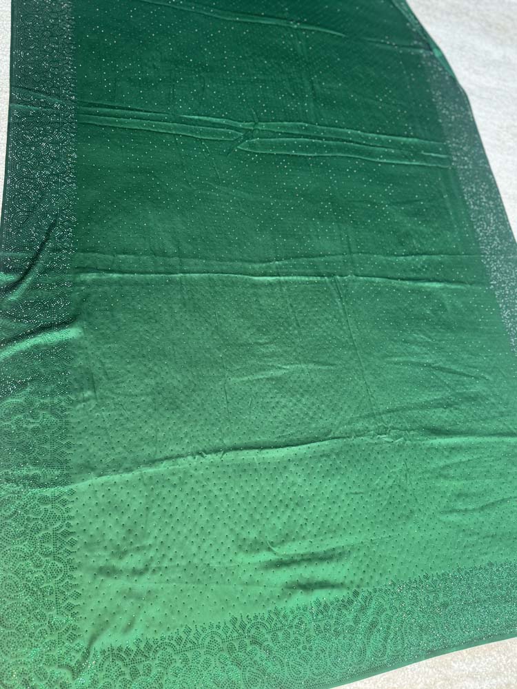 Green Chiffon Saree with Swaroski Crystals