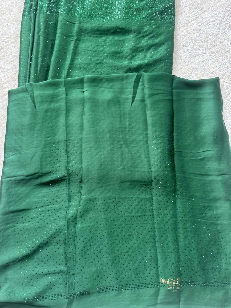 Green Chiffon Saree with Swaroski Crystals