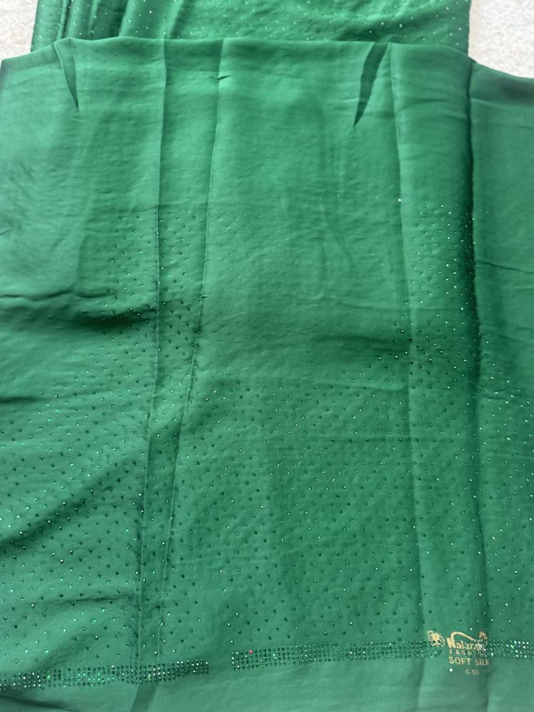 Green Chiffon Saree with Swaroski Crystals