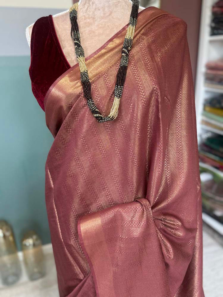 Watermelon Bhagalpuri Soft Silk Saree