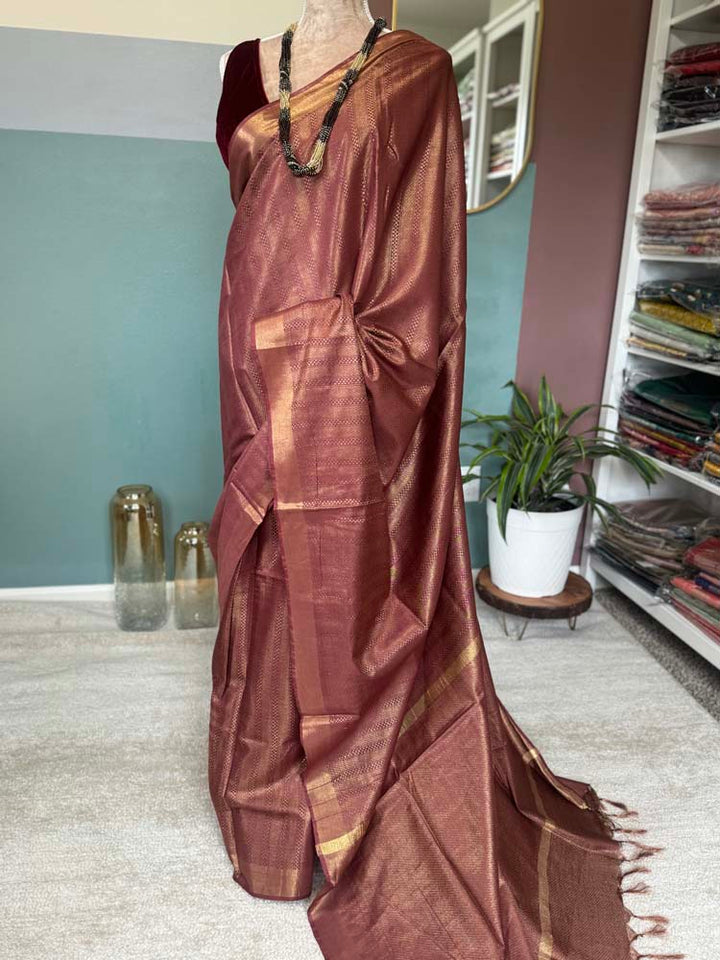 Watermelon Bhagalpuri Soft Silk Saree