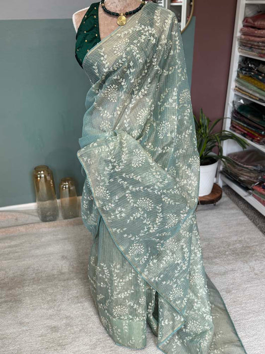 Pista Green Pure Tissue Kota Saree