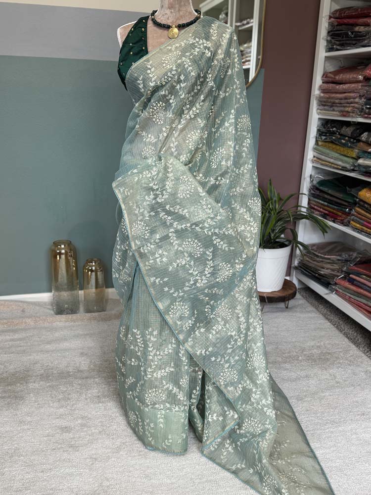 Pista Green Pure Tissue Kota Saree