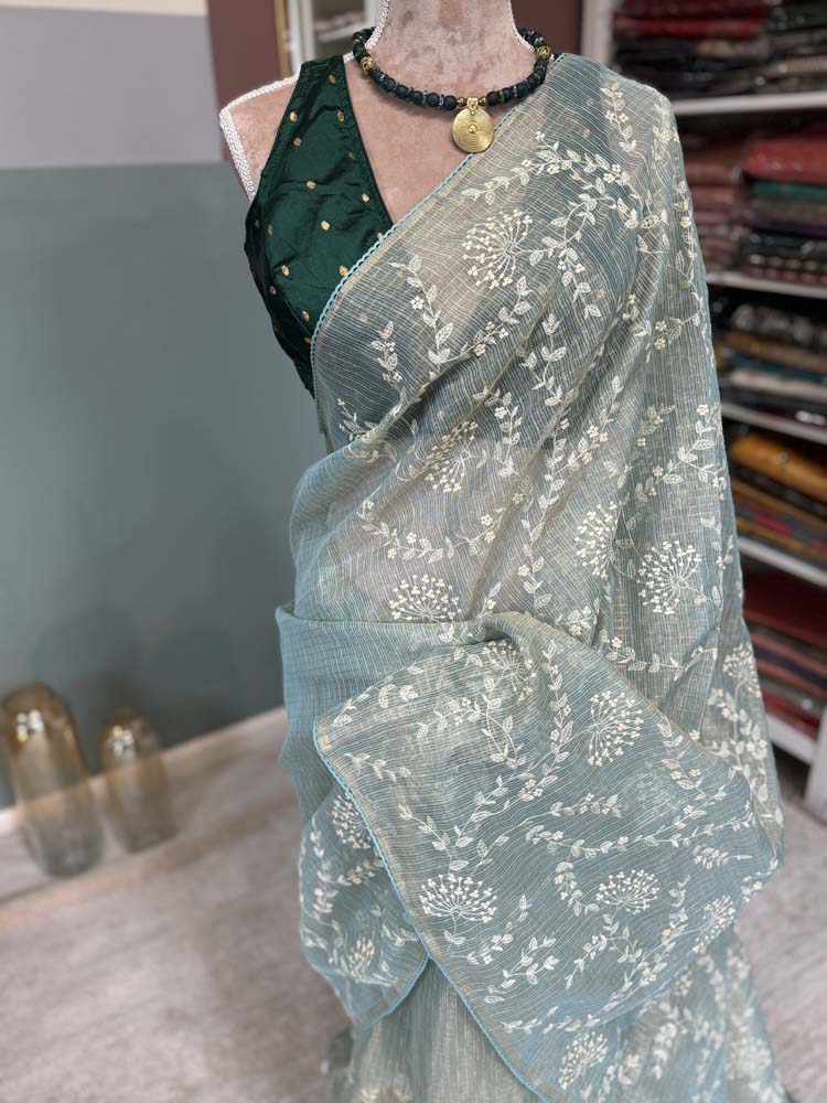 Pista Green Pure Tissue Kota Saree