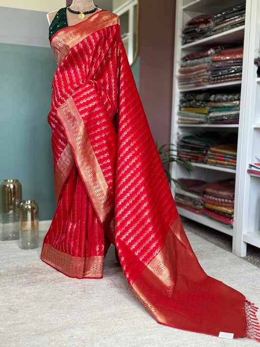 Red Gold Blended Silk Paithani Saree