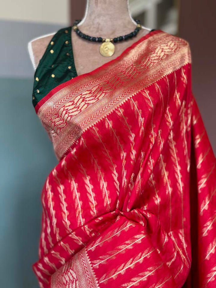 Red Gold Blended Silk Paithani Saree