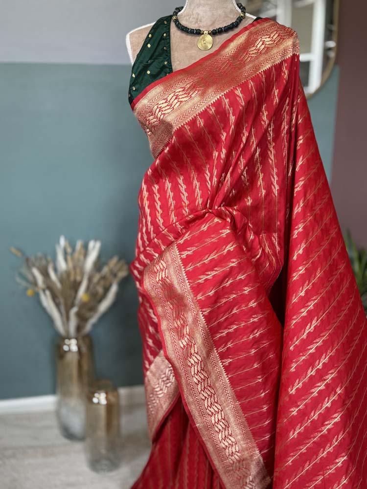 Red Gold Blended Silk Paithani Saree