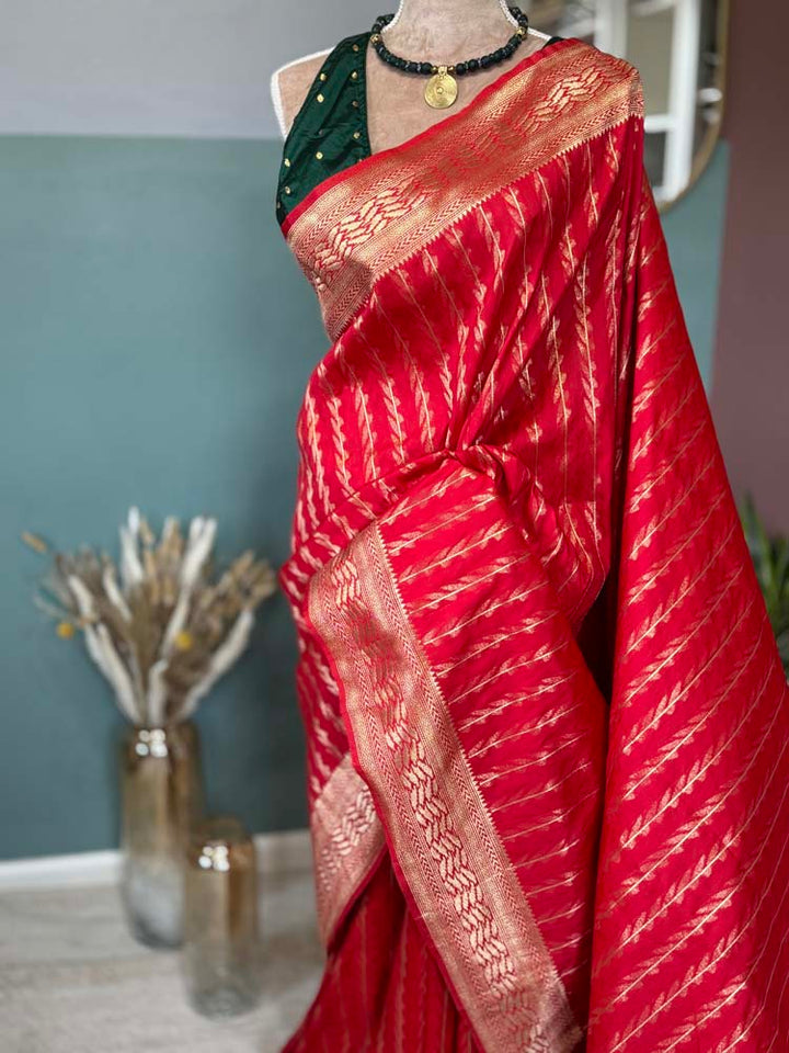 Red Gold Blended Silk Paithani Saree
