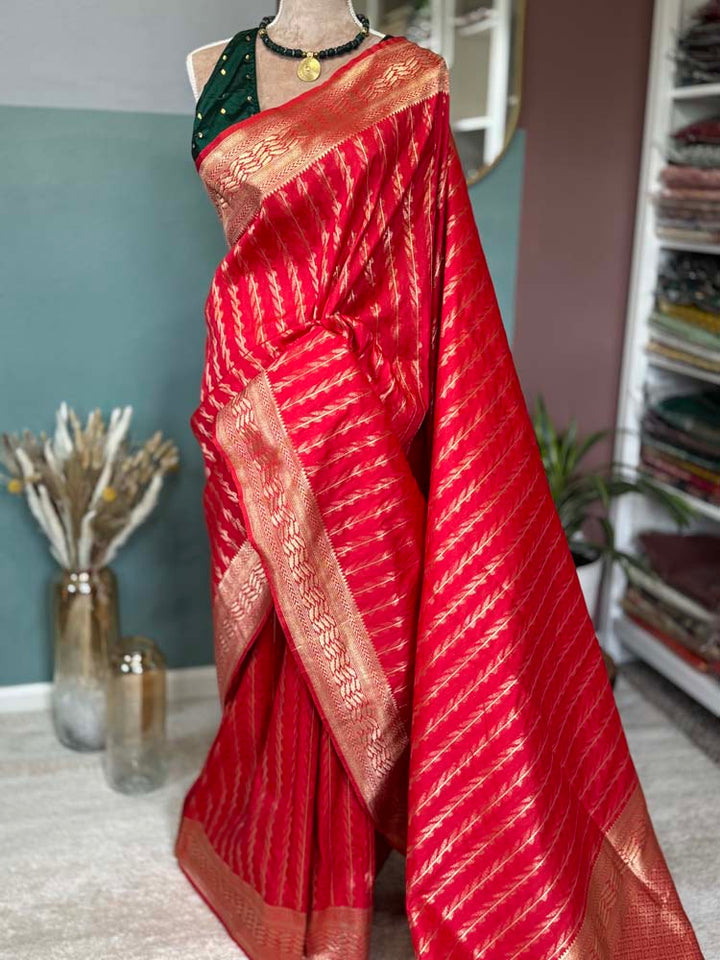 Red Gold Blended Silk Paithani Saree