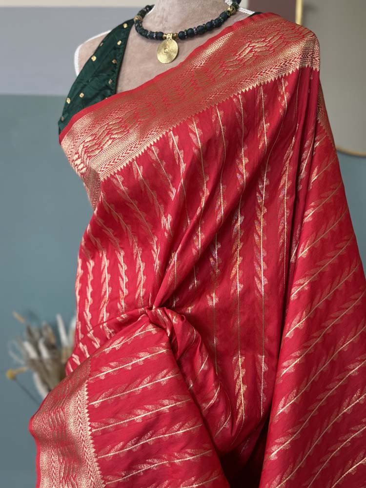 Red Gold Blended Silk Paithani Saree