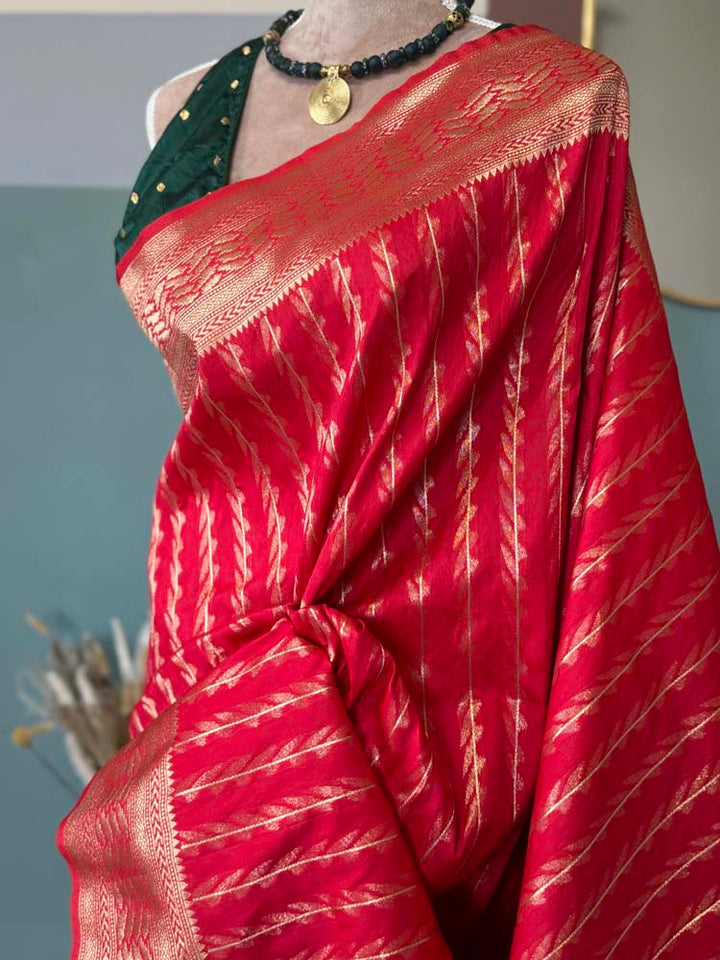 Red Gold Blended Silk Paithani Saree
