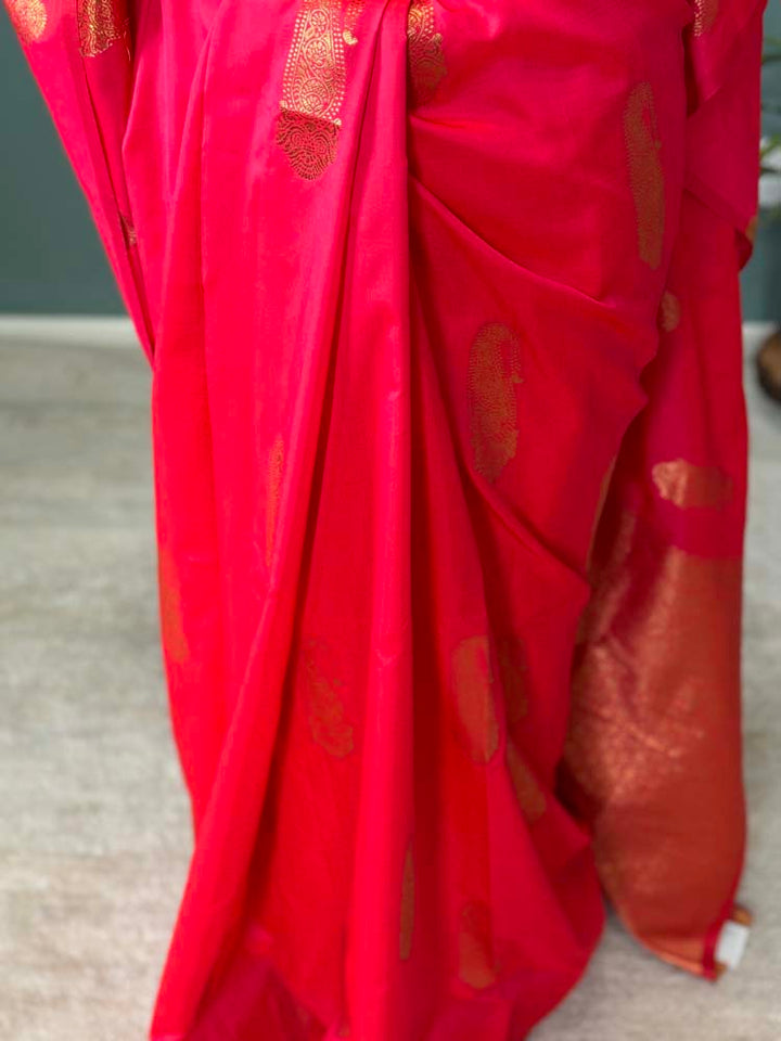 Rose Peach Dual Tone Borderless Katan Silk