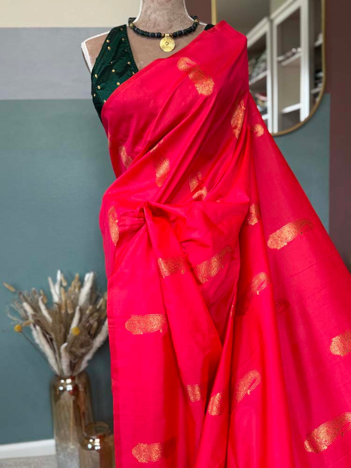 Rose Peach Dual Tone Borderless Katan Silk