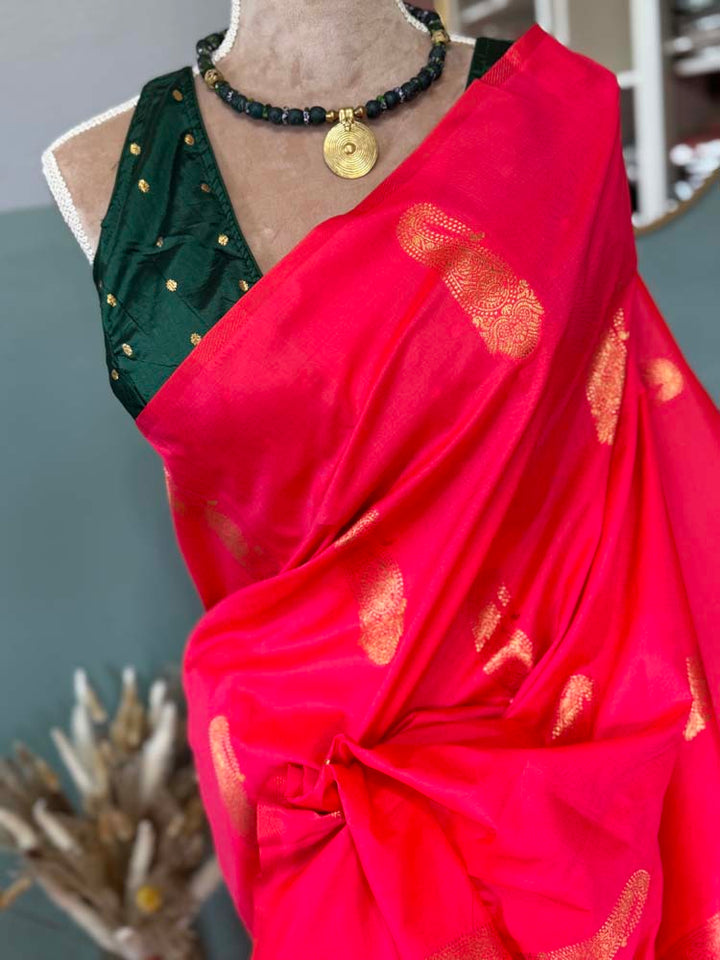 Rose Peach Dual Tone Borderless Katan Silk