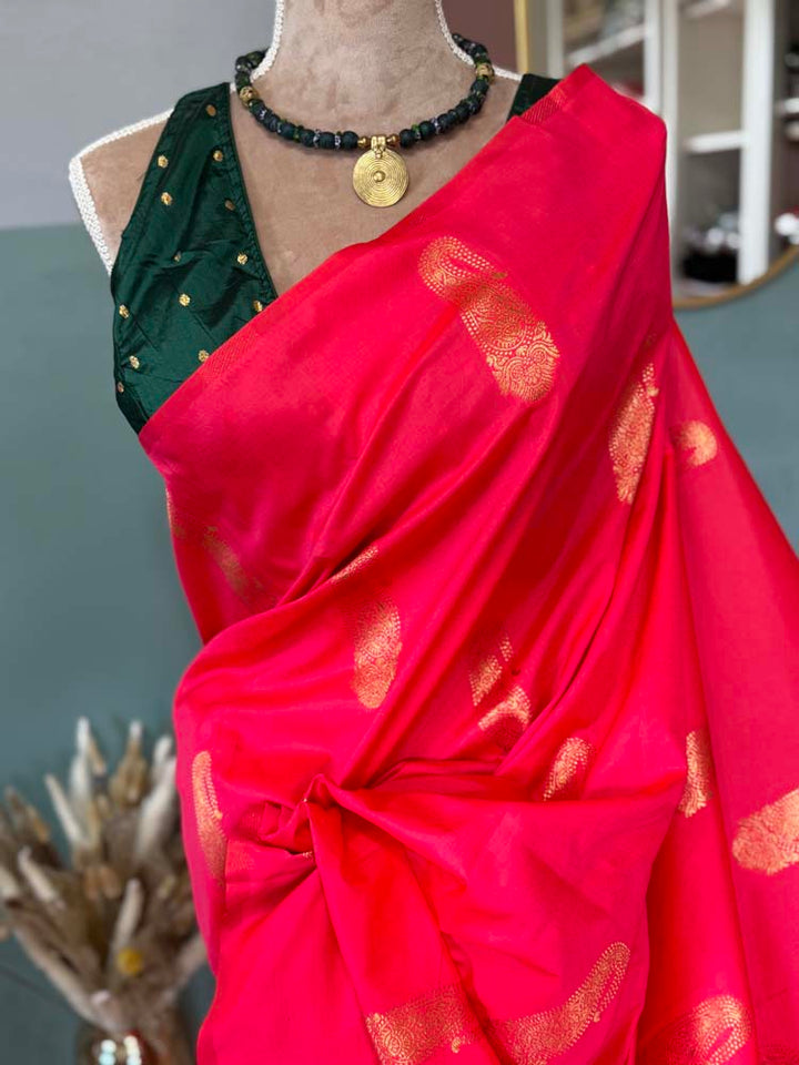 Rose Peach Dual Tone Borderless Katan Silk