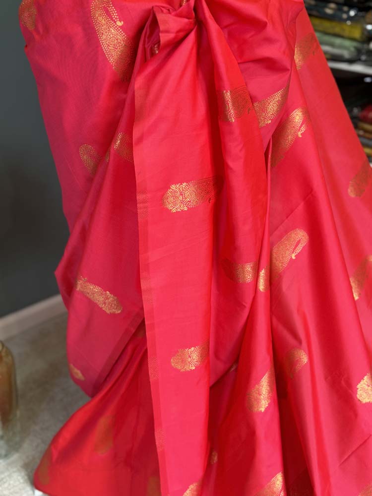 Rose Peach Dual Tone Borderless Katan Silk
