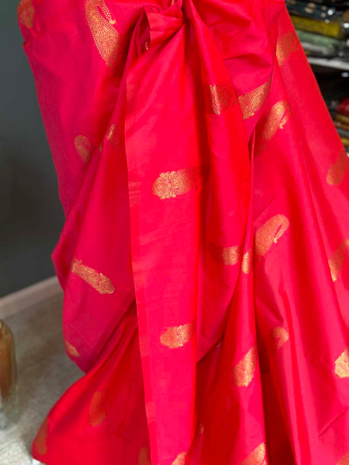 Rose Peach Dual Tone Borderless Katan Silk