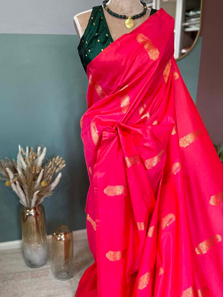 Rose Peach Dual Tone Borderless Katan Silk