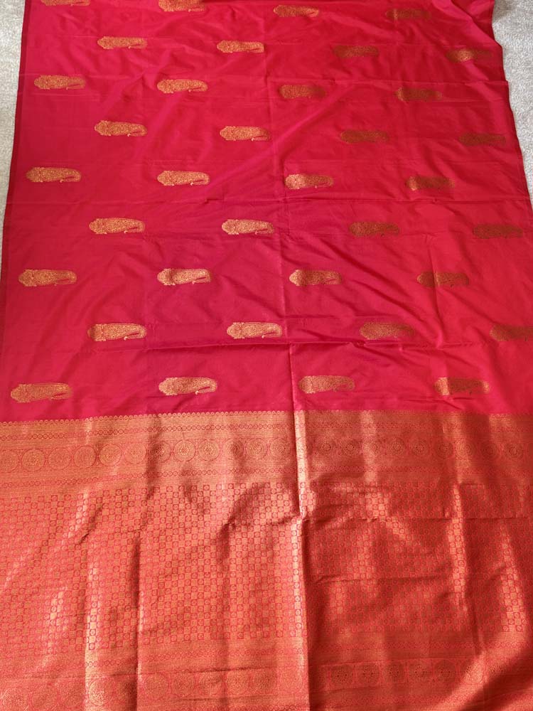 Rose Peach Dual Tone Borderless Katan Silk