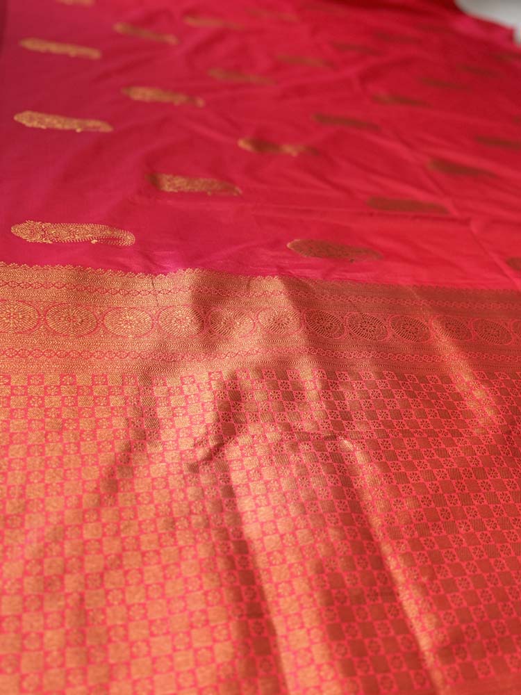 Rose Peach Dual Tone Borderless Katan Silk