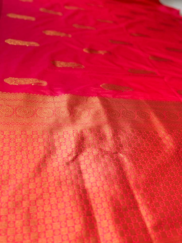 Rose Peach Dual Tone Borderless Katan Silk