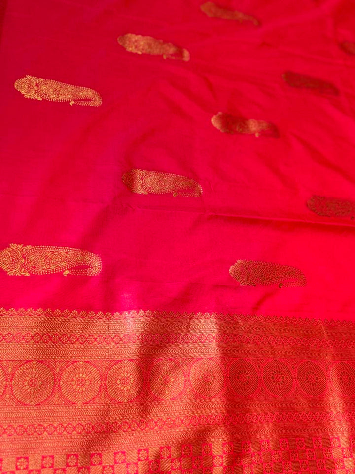 Rose Peach Dual Tone Borderless Katan Silk