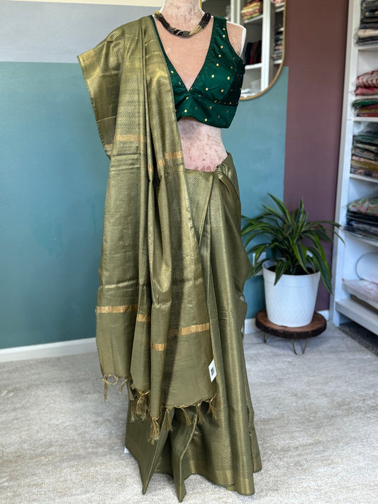 Green Bhagalpuri Soft Silk Saree