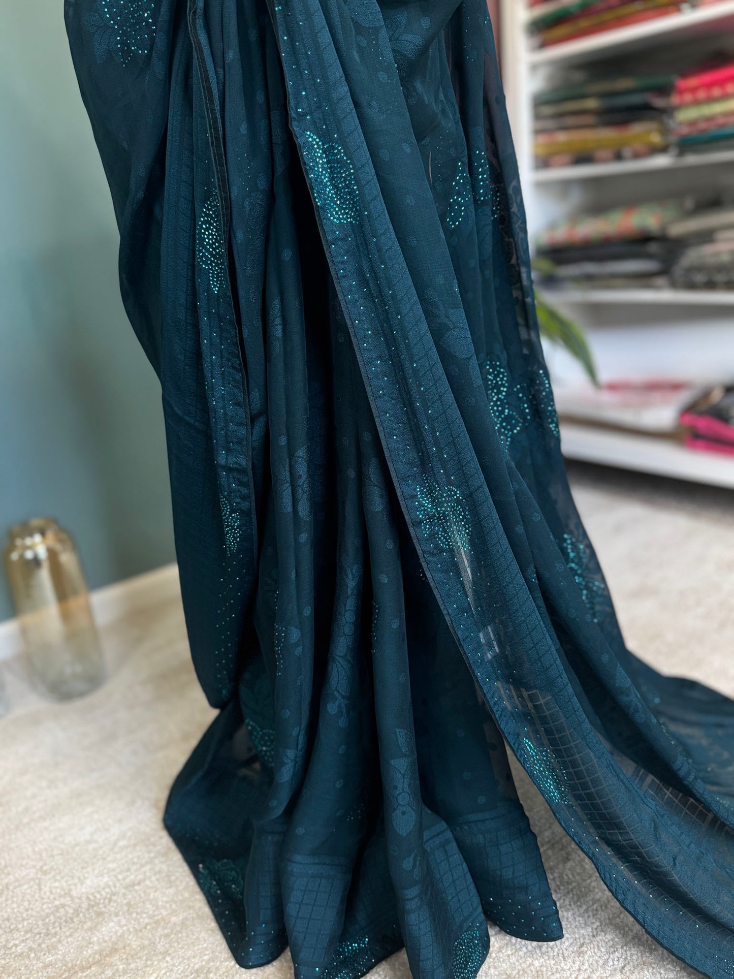 Midnight Blue Chiffon Saree