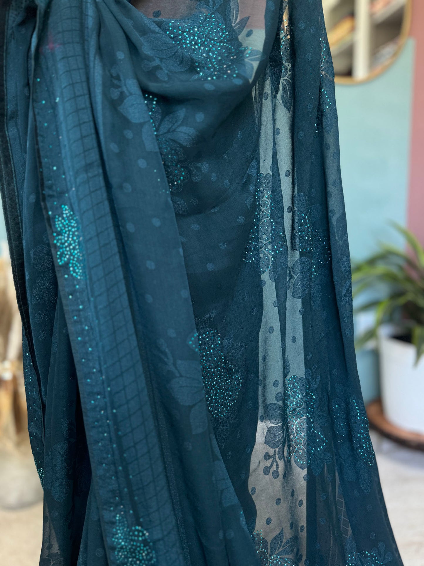 Midnight Blue Chiffon Saree