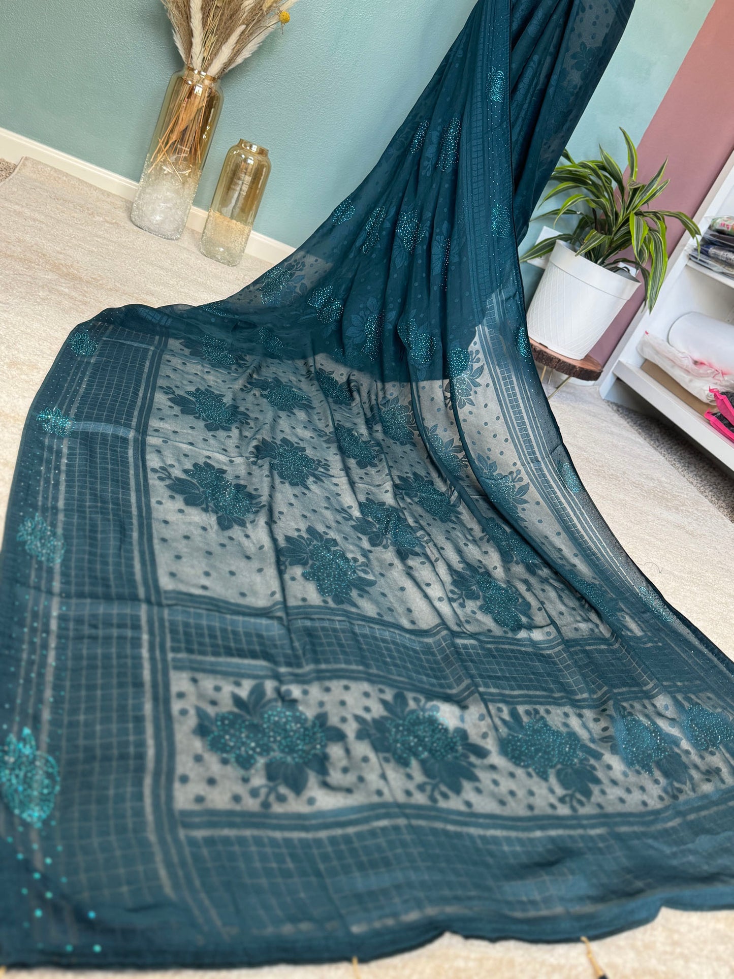 Midnight Blue Chiffon Saree