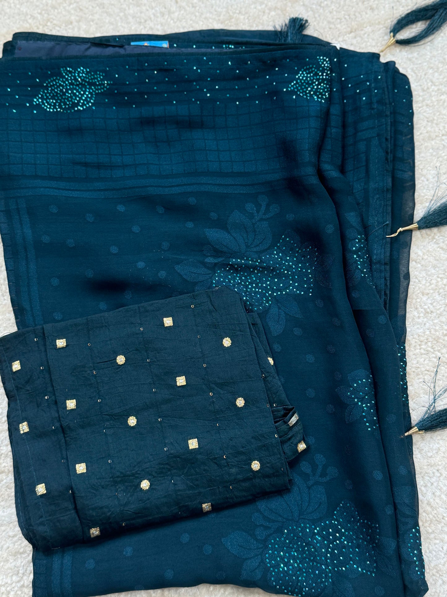 Midnight Blue Chiffon Saree